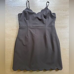 Aqua Black Scalloped Mini Dress with adjustable straps, size L, worn once